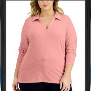 Karen Scott Polo  Style Long Sleeve Top sz 2x